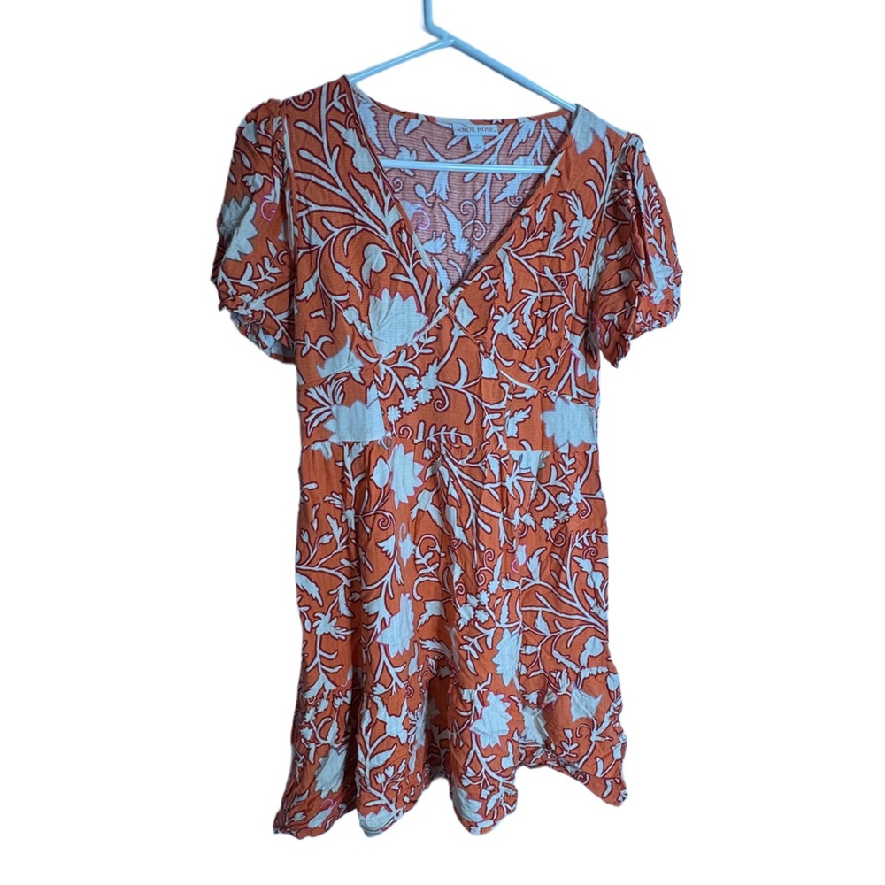 Knox Rose Terracotta Patterned Mini Dress
